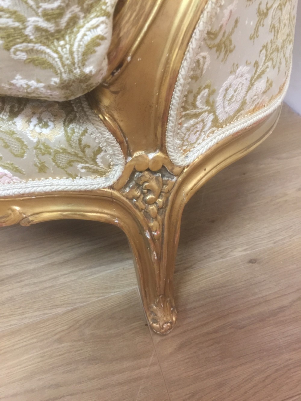 Gilded French two seater sofa circa 1920 View V