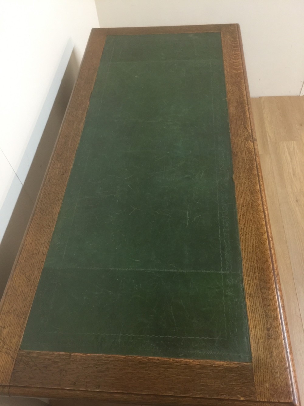 Edwardian Oak twin Pedestal desk circa 1900 View IX