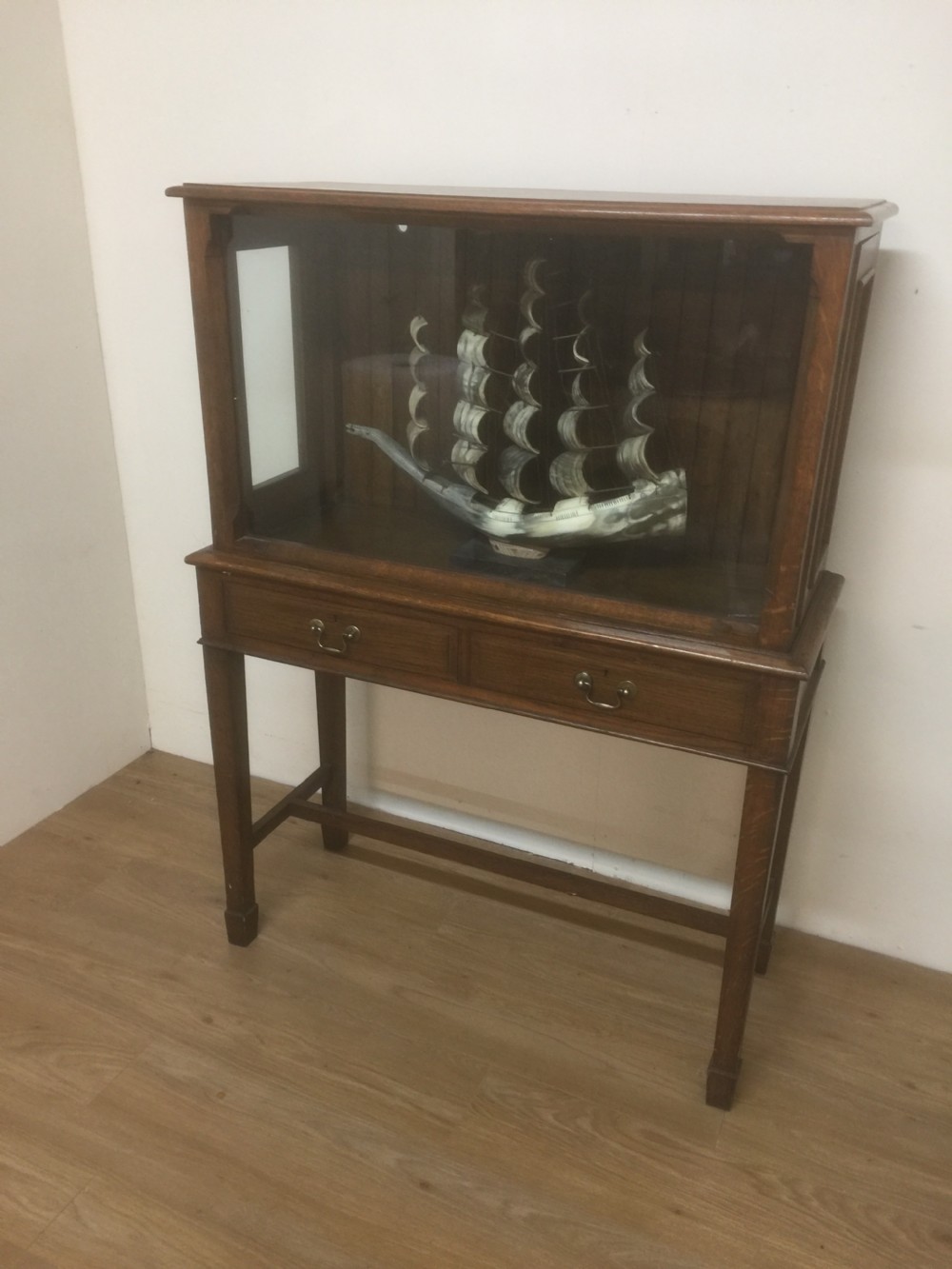 Edwardian golden oak model cabinet