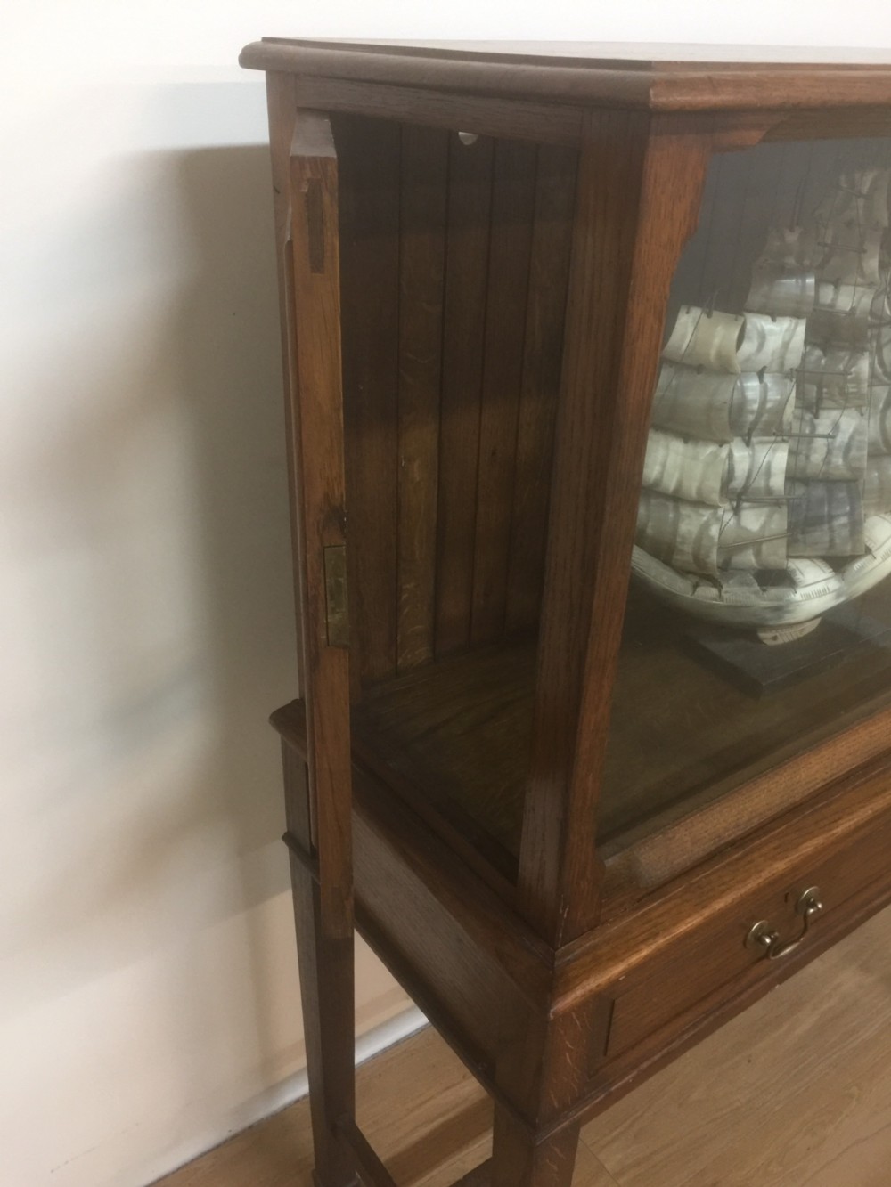 Edwardian golden oak model cabinet View IV