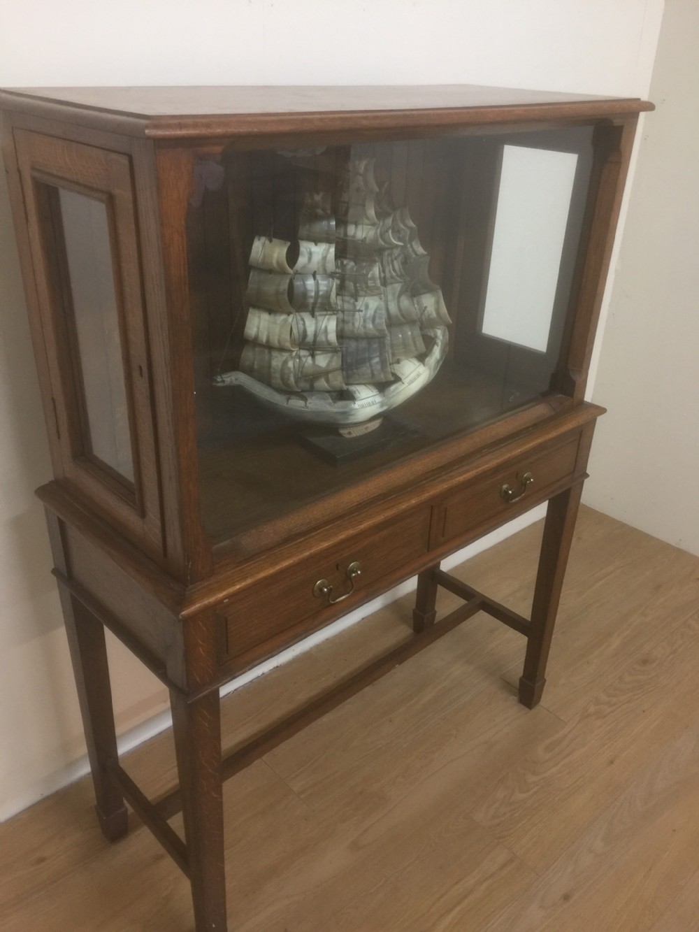 Edwardian golden oak model cabinet View V