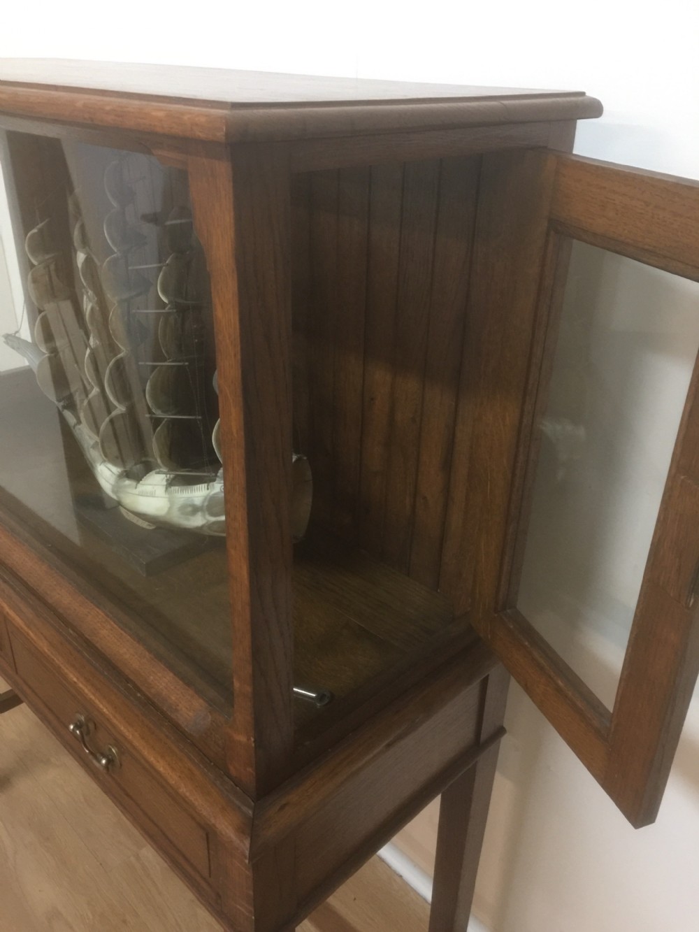 Edwardian golden oak model cabinet View VI