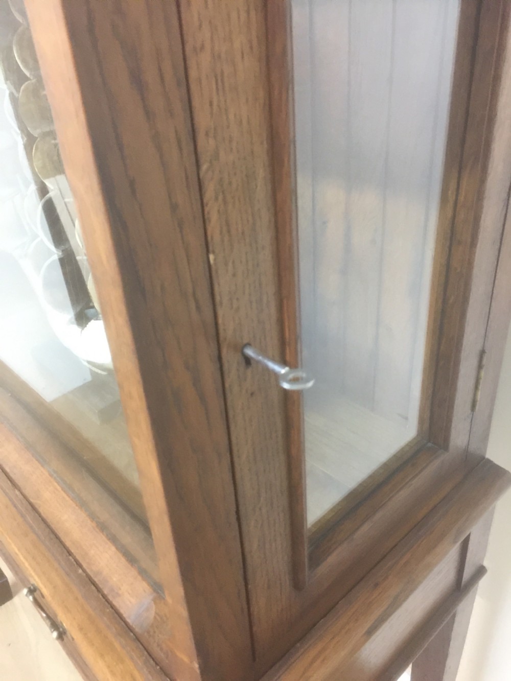 Edwardian golden oak model cabinet View XI