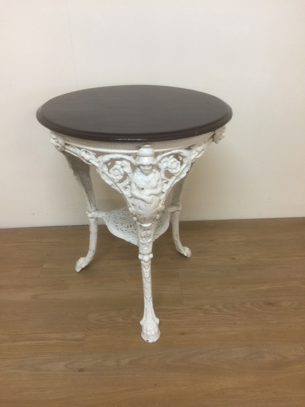 Victorian cast iron pub table with mahogany top
