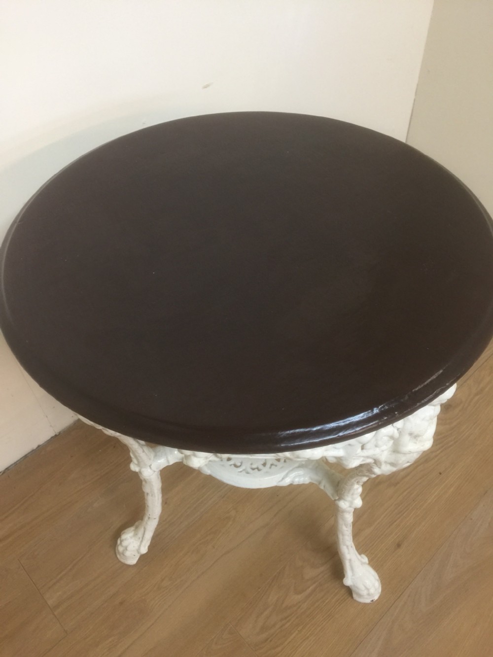 Victorian cast iron pub table with mahogany top View IV