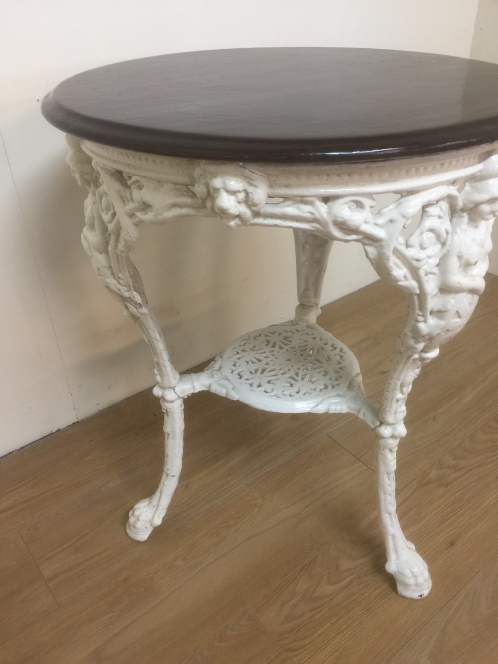 Victorian cast iron pub table with mahogany top View V