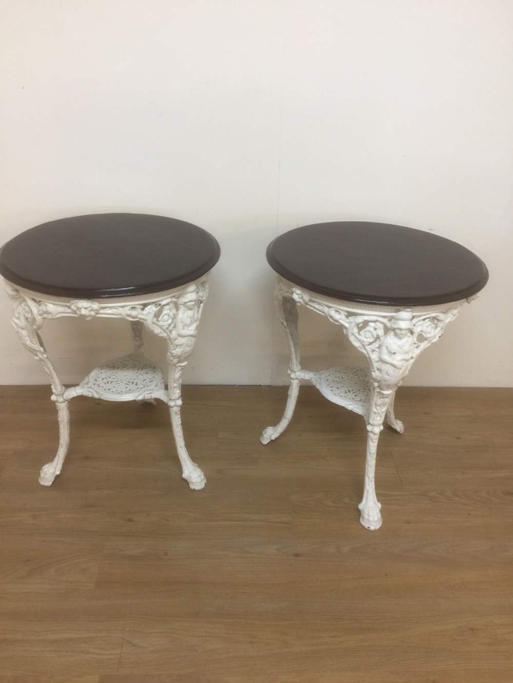 Victorian cast iron pub table with mahogany top View VIII