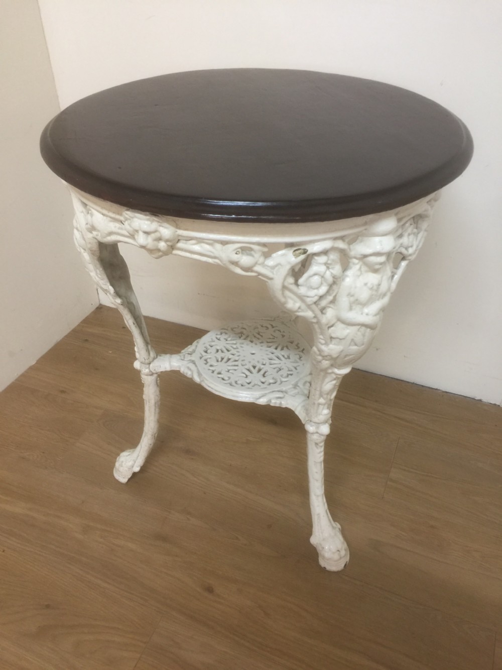 Victorian cast iron pub table with mahogany top circa 1880
