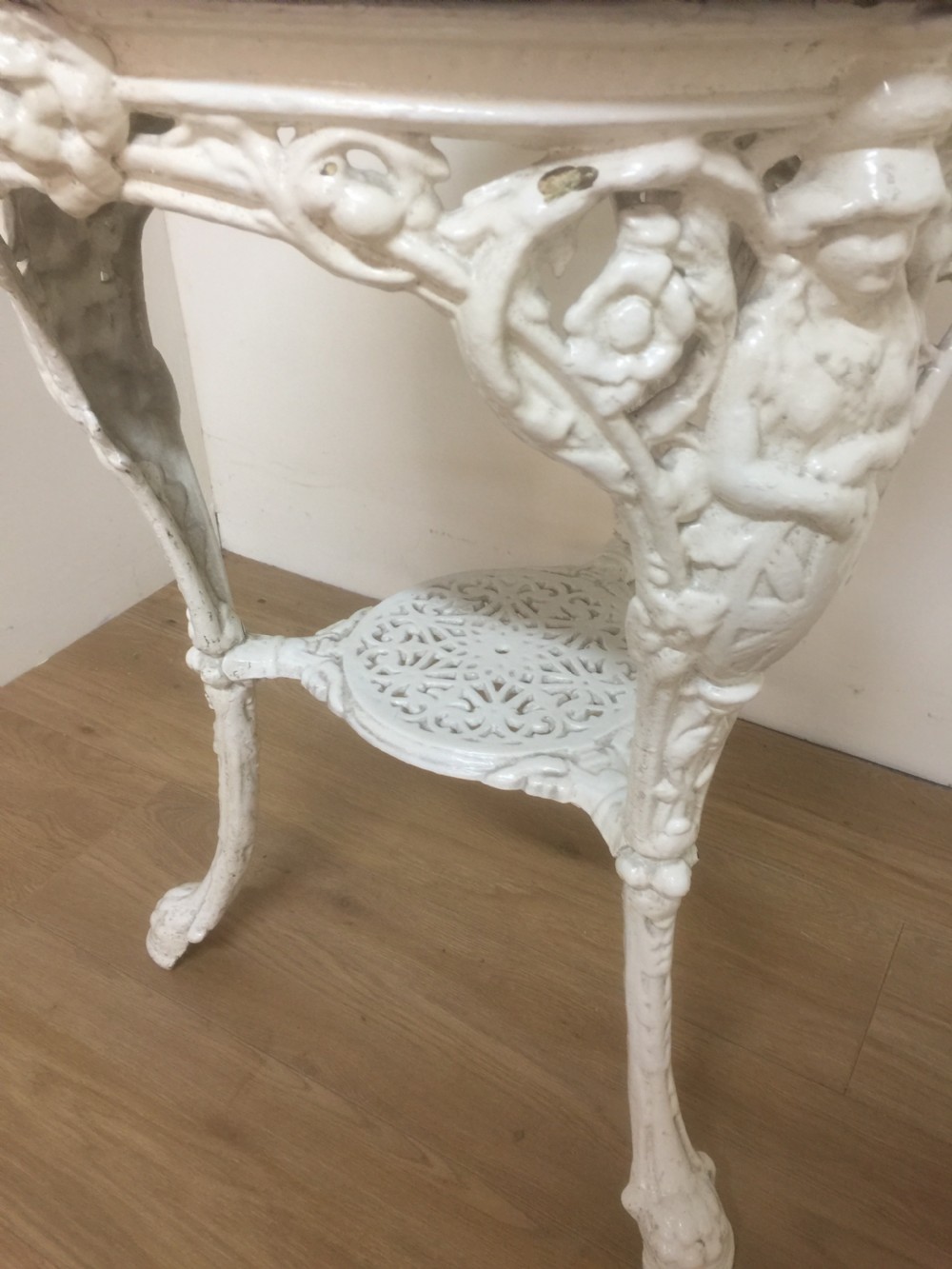 Victorian cast iron pub table with mahogany top circa 1880 View IV