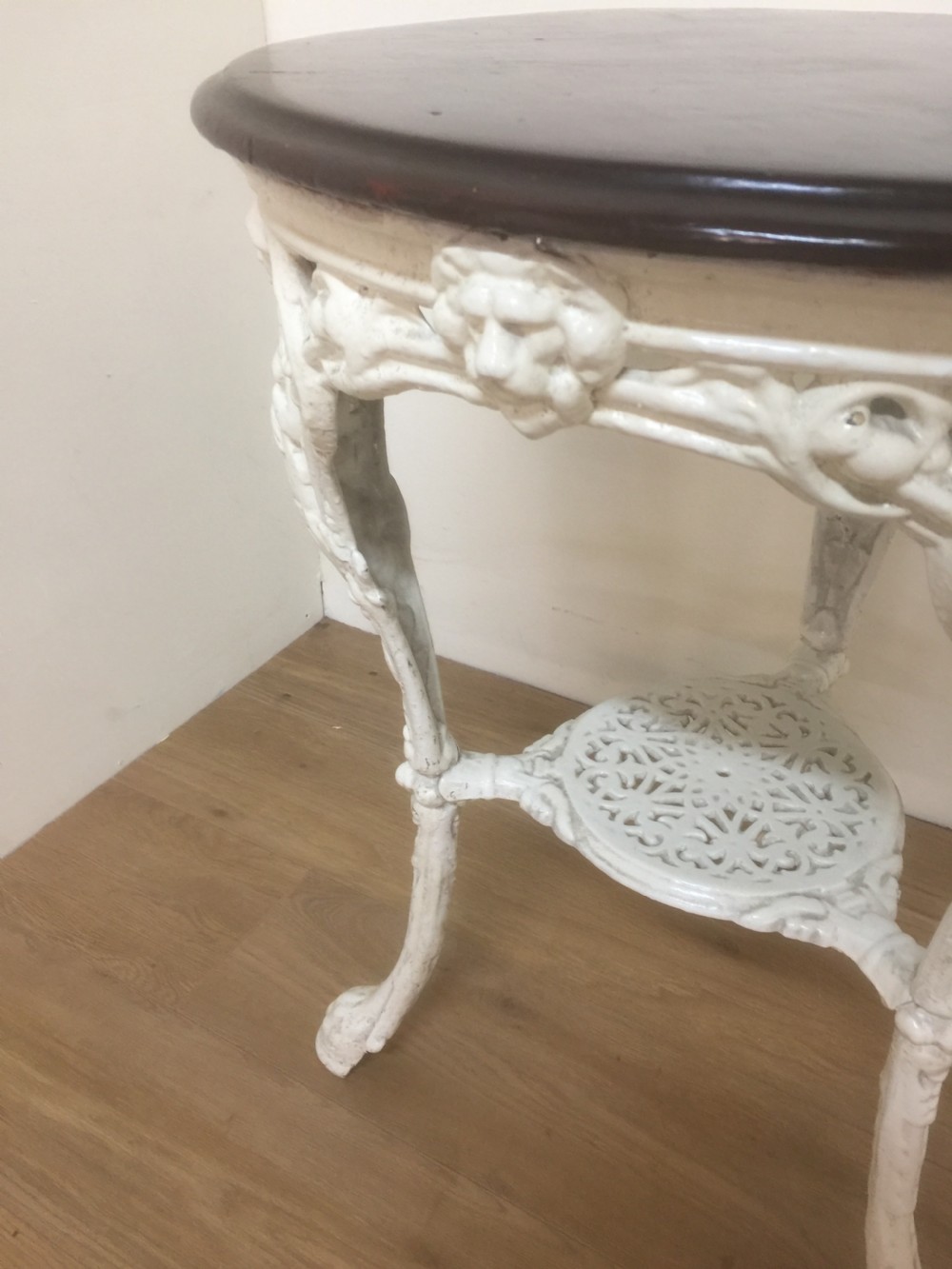 Victorian cast iron pub table with mahogany top circa 1880 View V