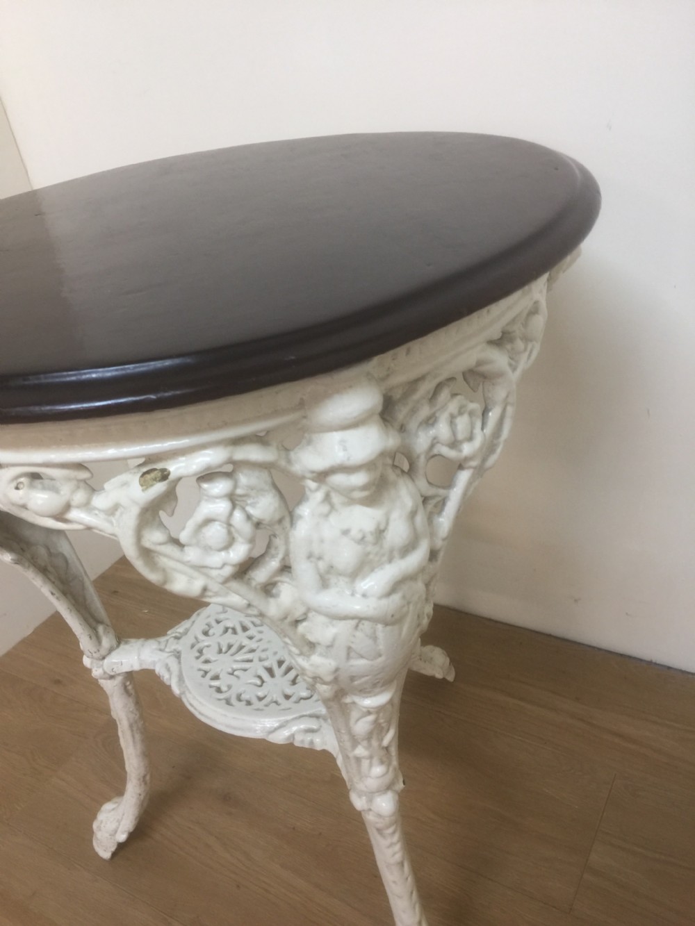 Victorian cast iron pub table with mahogany top circa 1880 View VI