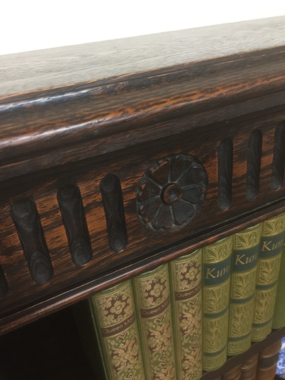 Victorian carved Oak open bookshelves  View VII