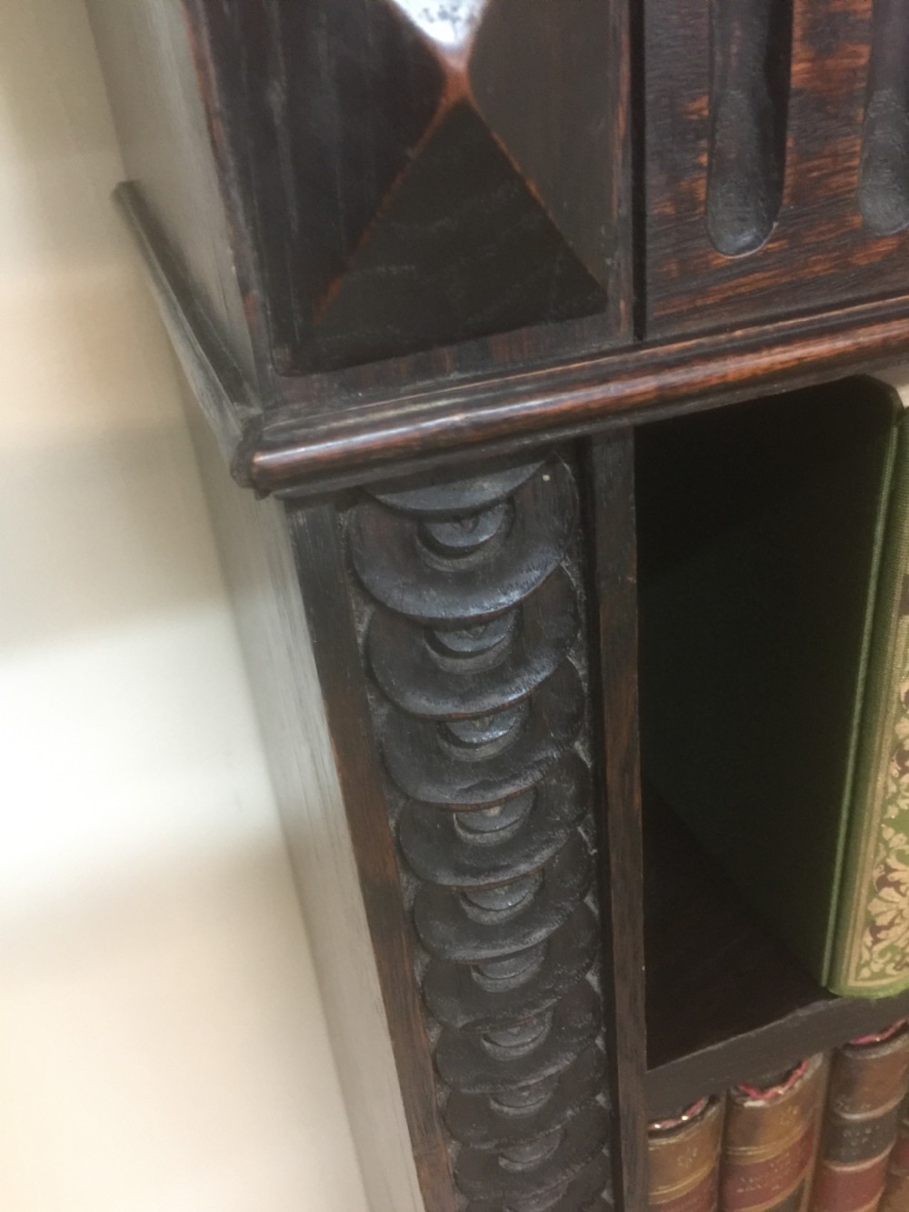 Victorian carved Oak open bookshelves  View VIII