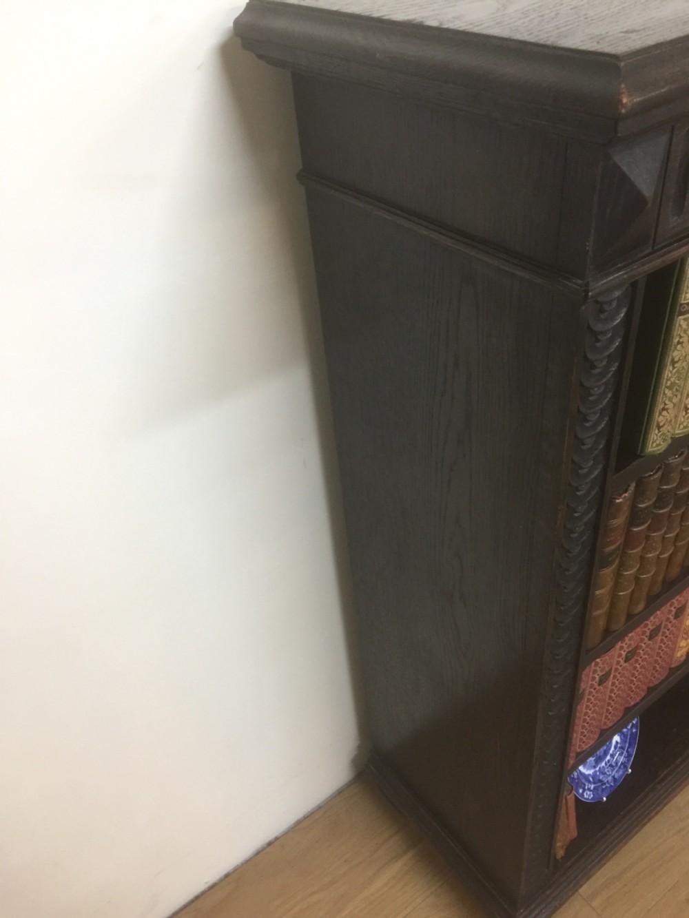 Victorian carved Oak open bookshelves  View IX