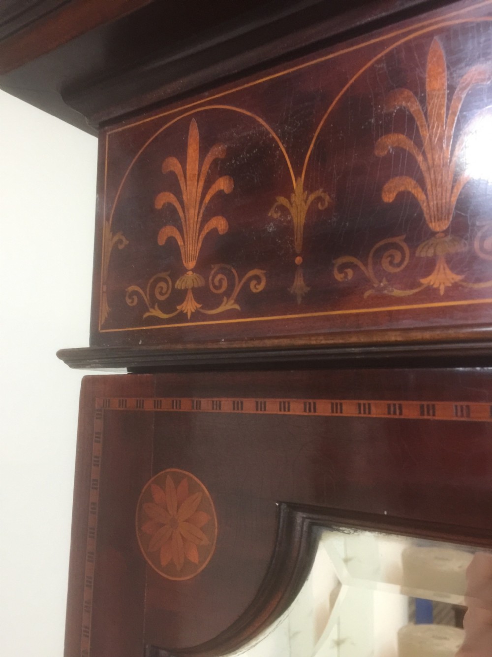 Victorian Mahogany inlaid two door wardrobe  View III