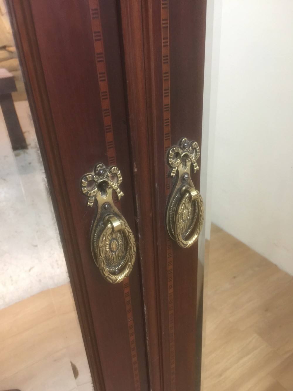 Victorian Mahogany inlaid two door wardrobe  View IV