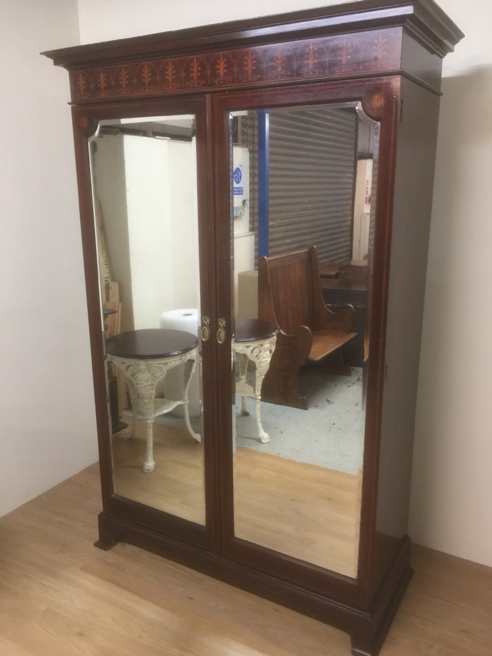 Victorian Mahogany inlaid two door wardrobe  View VI