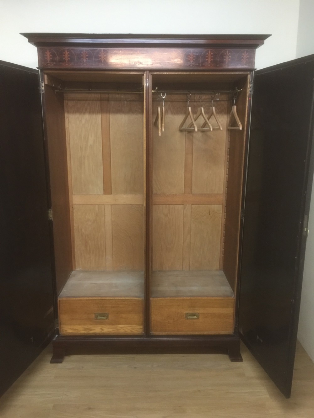 Victorian Mahogany inlaid two door wardrobe  View VII