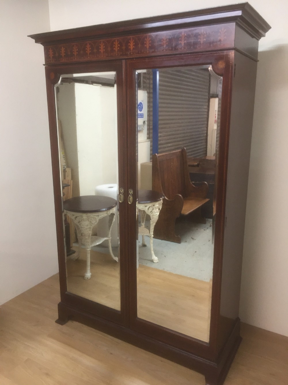 Victorian Mahogany inlaid two door wardrobe 