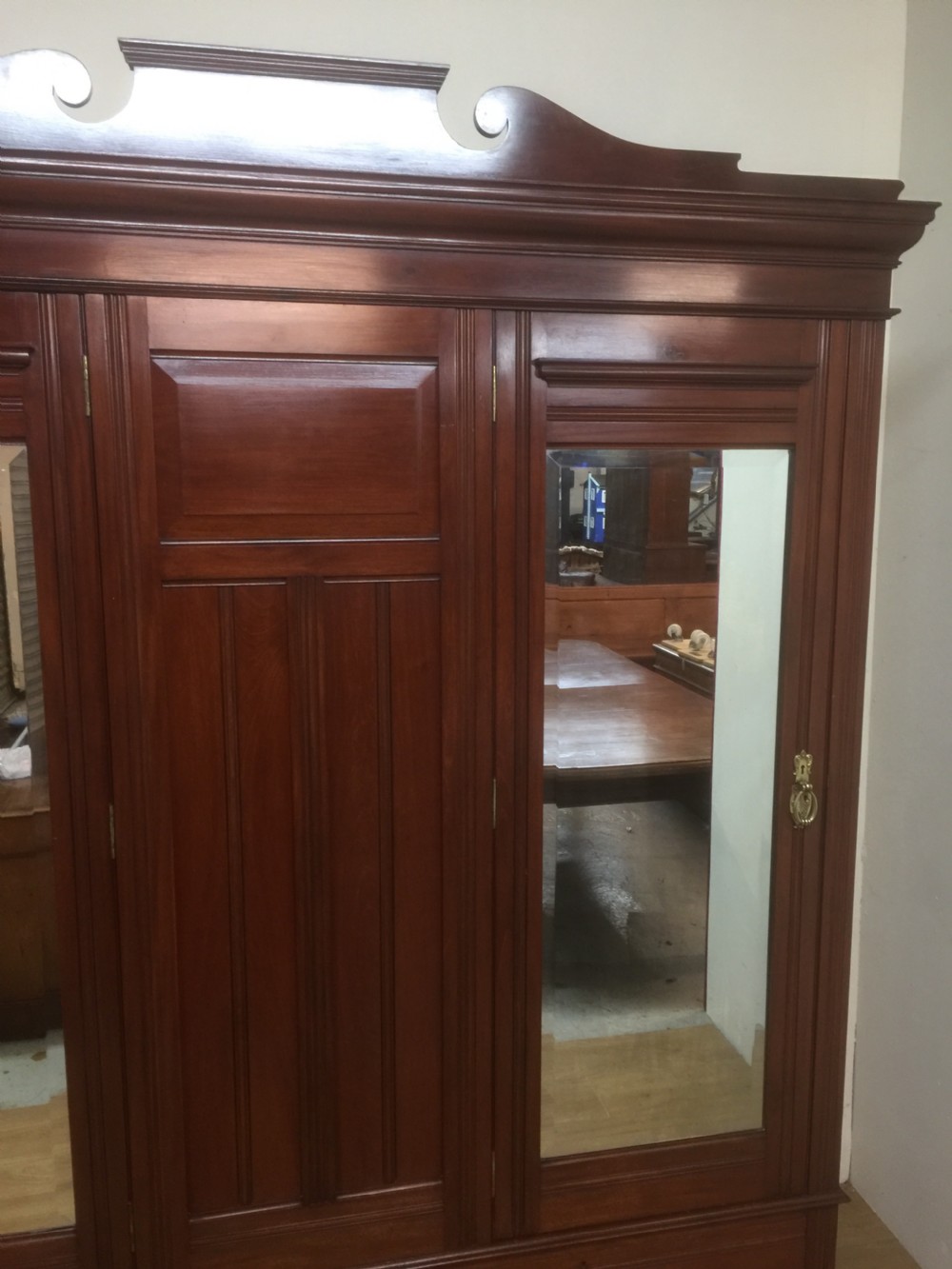 Victorian solid walnut large double wardrobe  View II