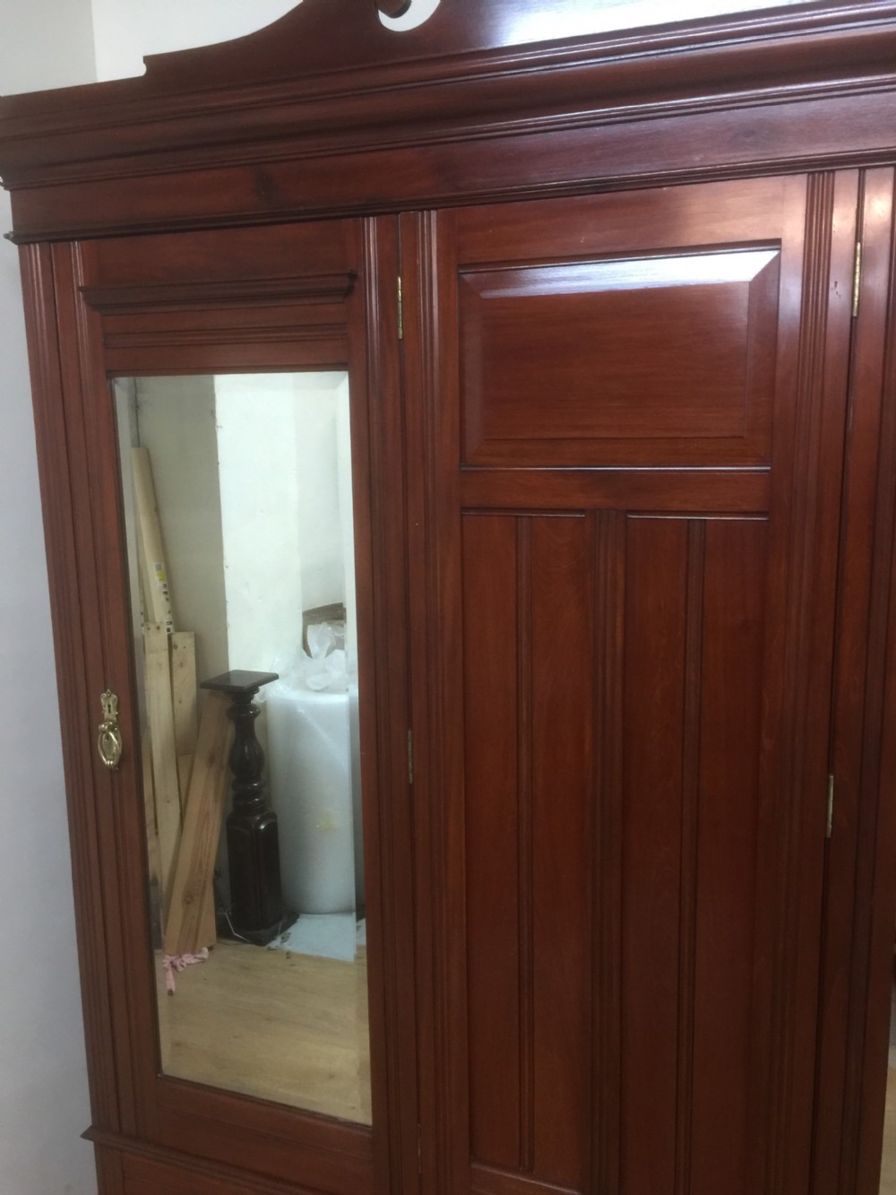 Victorian solid walnut large double wardrobe  View III
