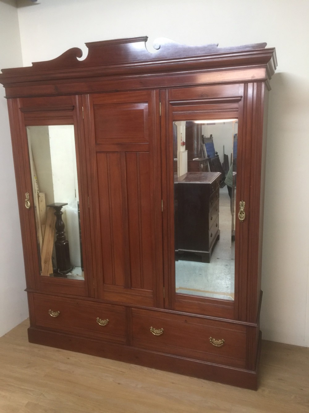 Victorian solid walnut large double wardrobe  View XII