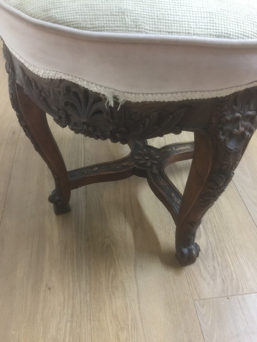 French carved walnut stool on cabriole legs  View VI