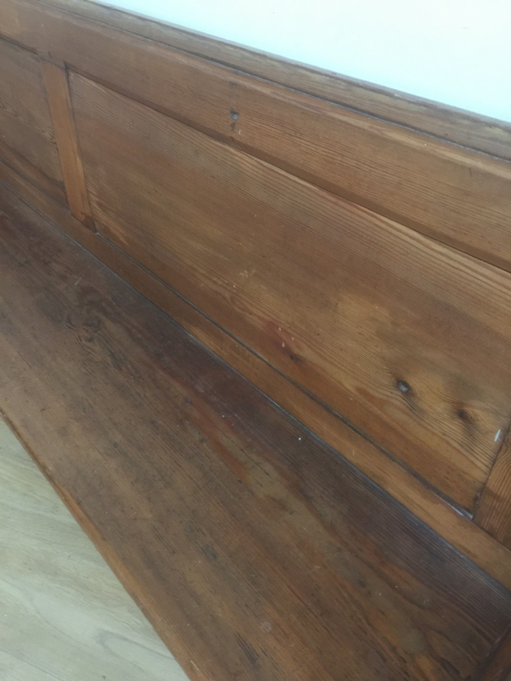 Victorian gothic Pitch pine pew with decorative ends  View VII