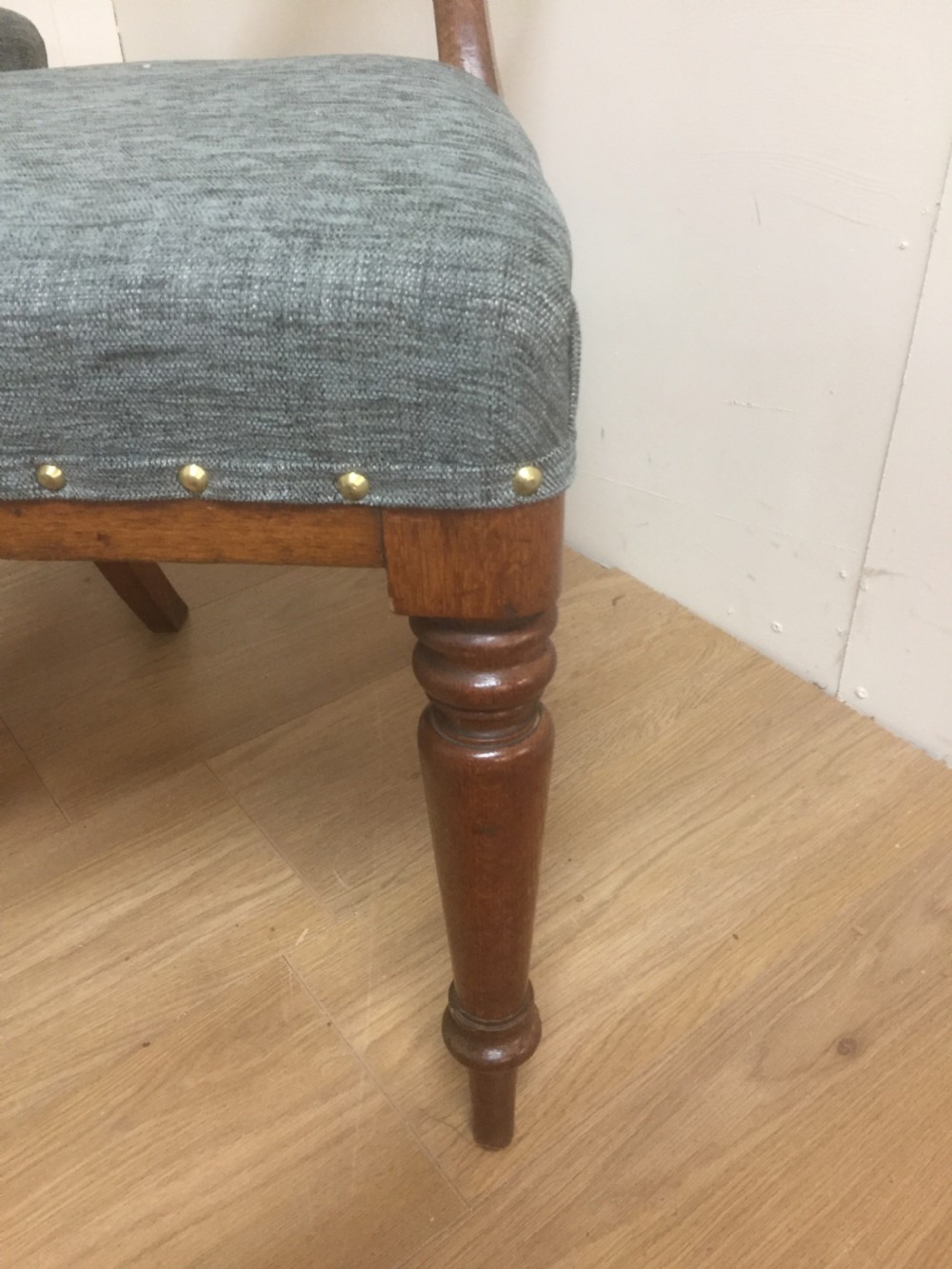 Six. Nineteenth century golden oak dining chairs  View III