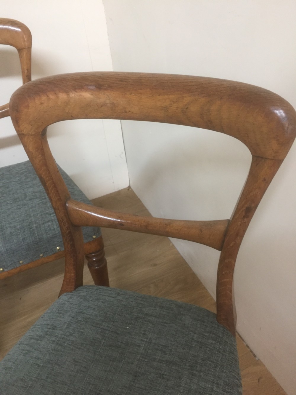 Six. Nineteenth century golden oak dining chairs  View IV
