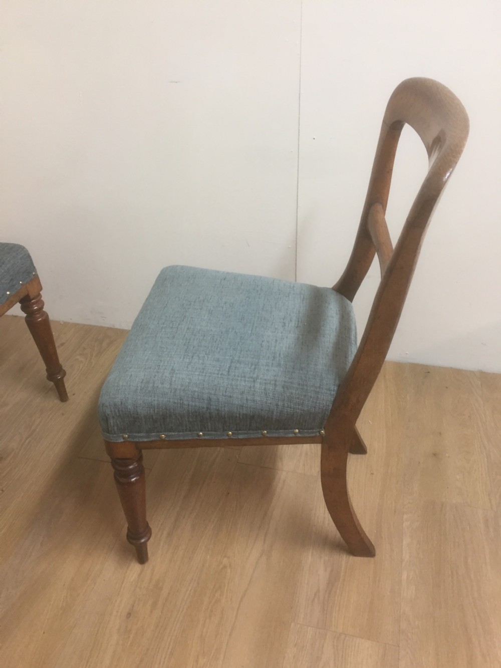 Six. Nineteenth century golden oak dining chairs  View VII
