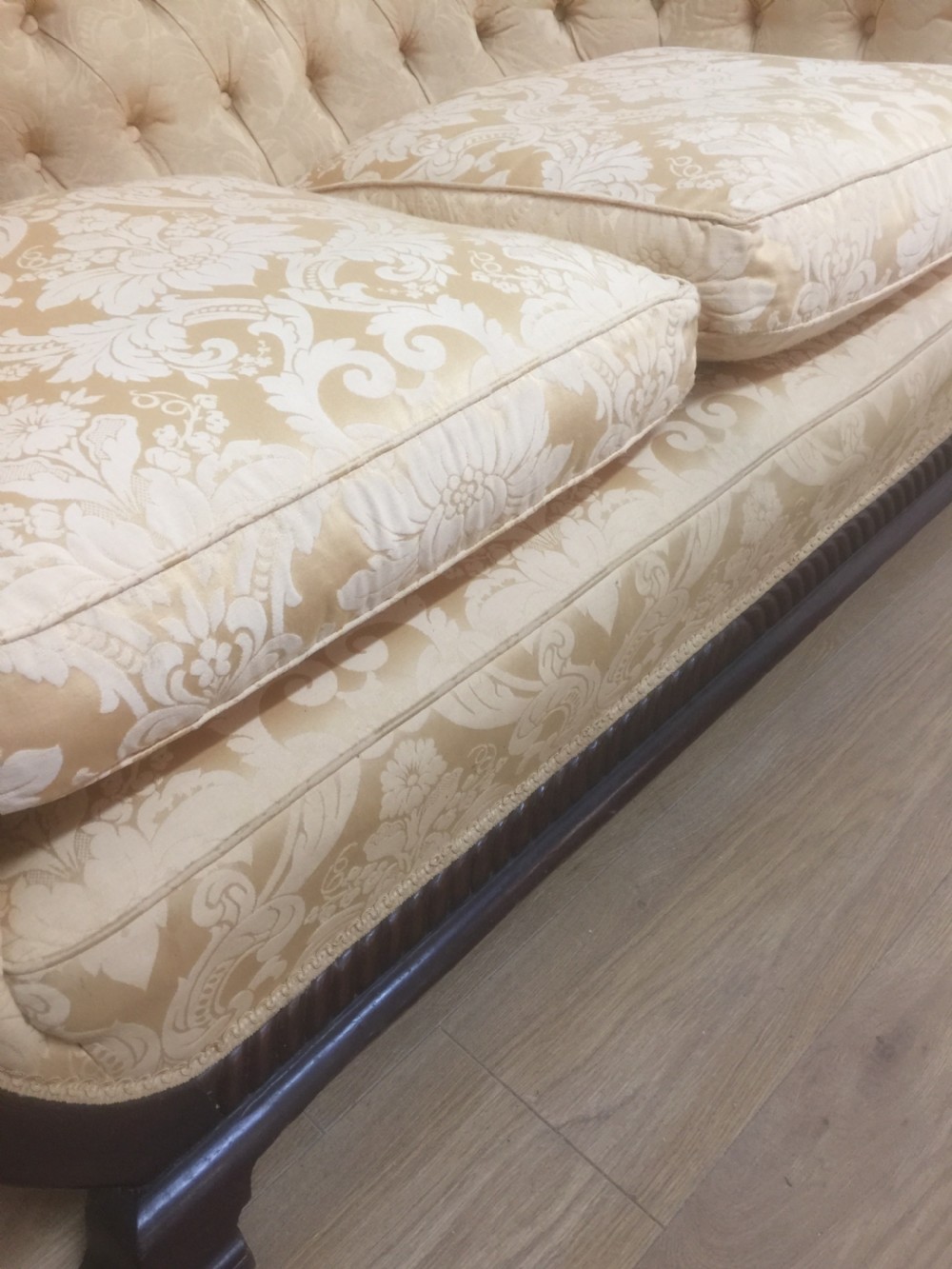 Country house Buttoned Sofa with mahogany frame  View VI