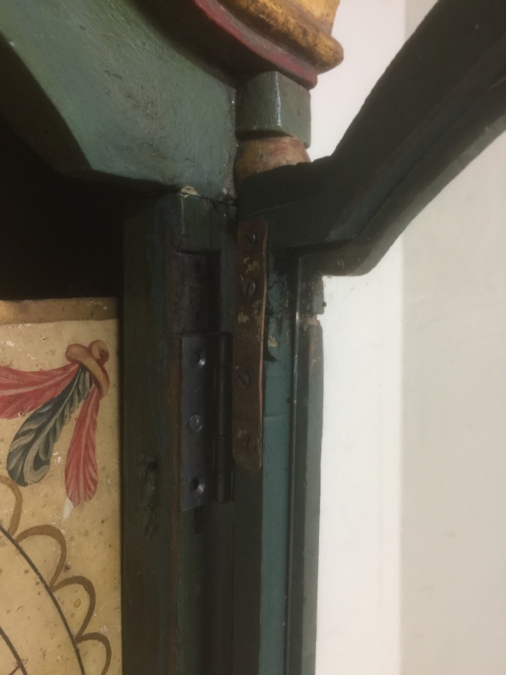 Nineteenth century painted Portuguese clock case with associated part movement  View VII