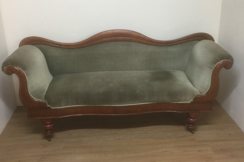 Victorian mahogany framed scroll end sofa circa 1880