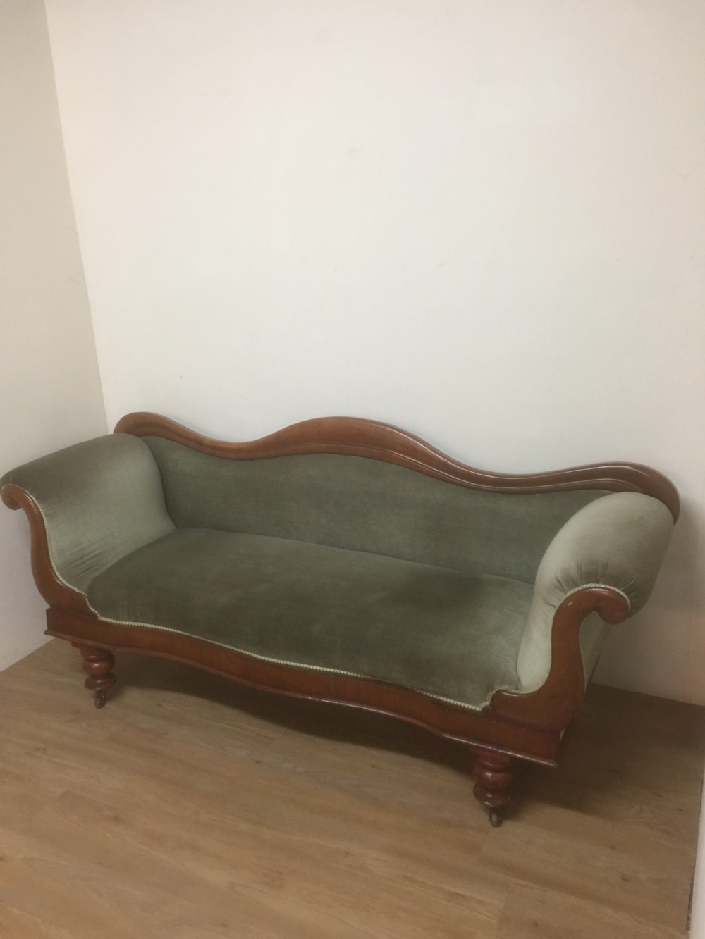 Victorian mahogany framed scroll end sofa circa 1880 View IV