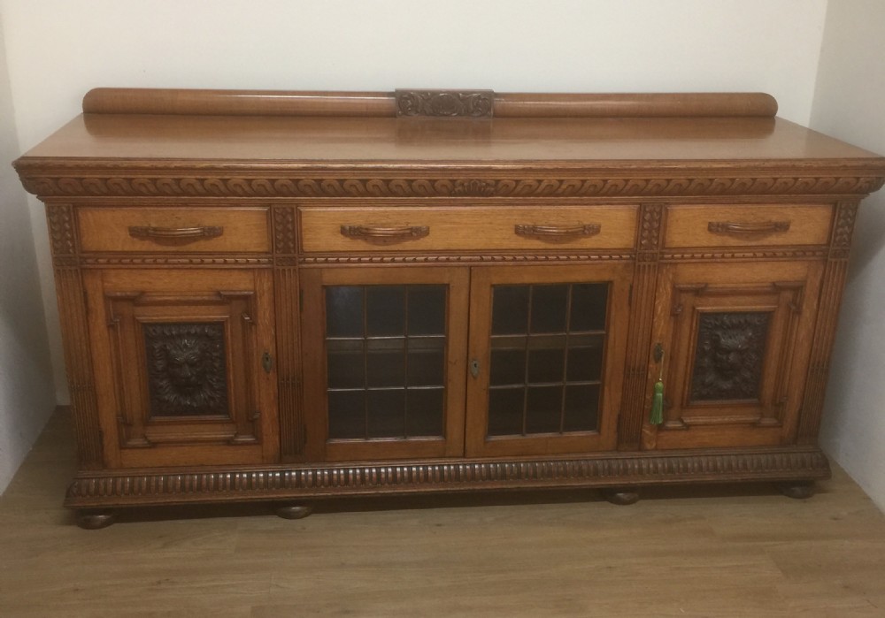 Victorian carved golden oak Sideboard base circa 1880