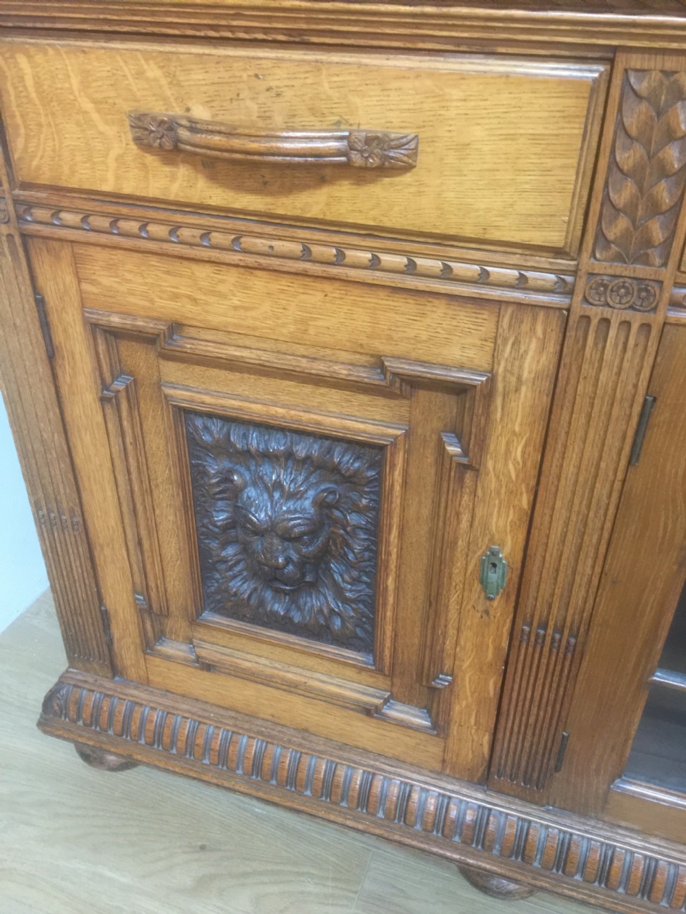 Victorian carved golden oak Sideboard base circa 1880 View V