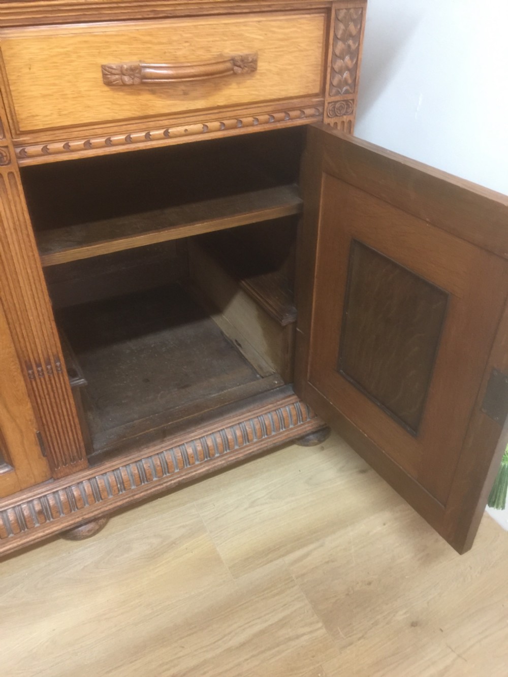 Victorian carved golden oak Sideboard base circa 1880 View VII