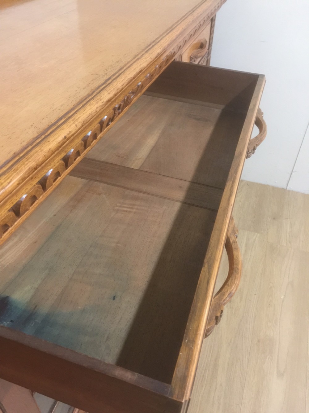 Victorian carved golden oak Sideboard base circa 1880 View X