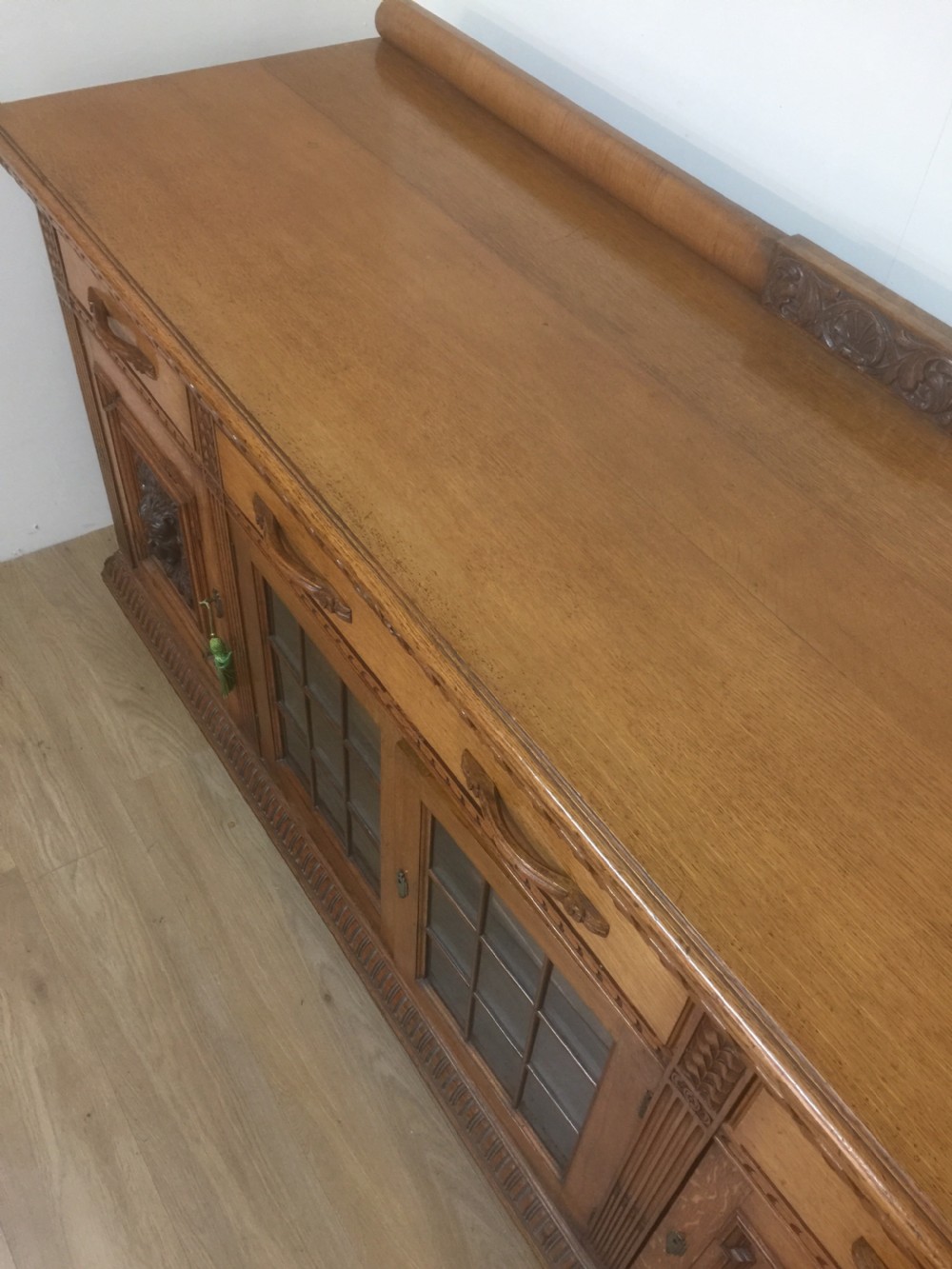 Victorian carved golden oak Sideboard base circa 1880 View XI