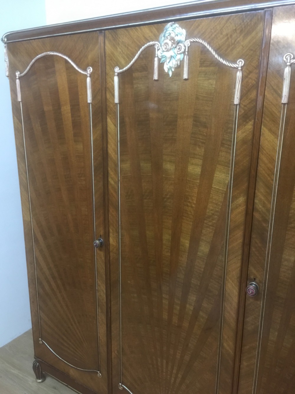 Art Deco walnut three door compactum wardrobe  View II