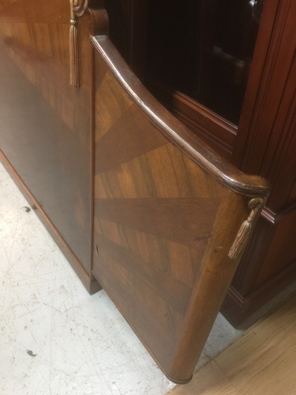 Art Deco king size headboard in walnut  View II