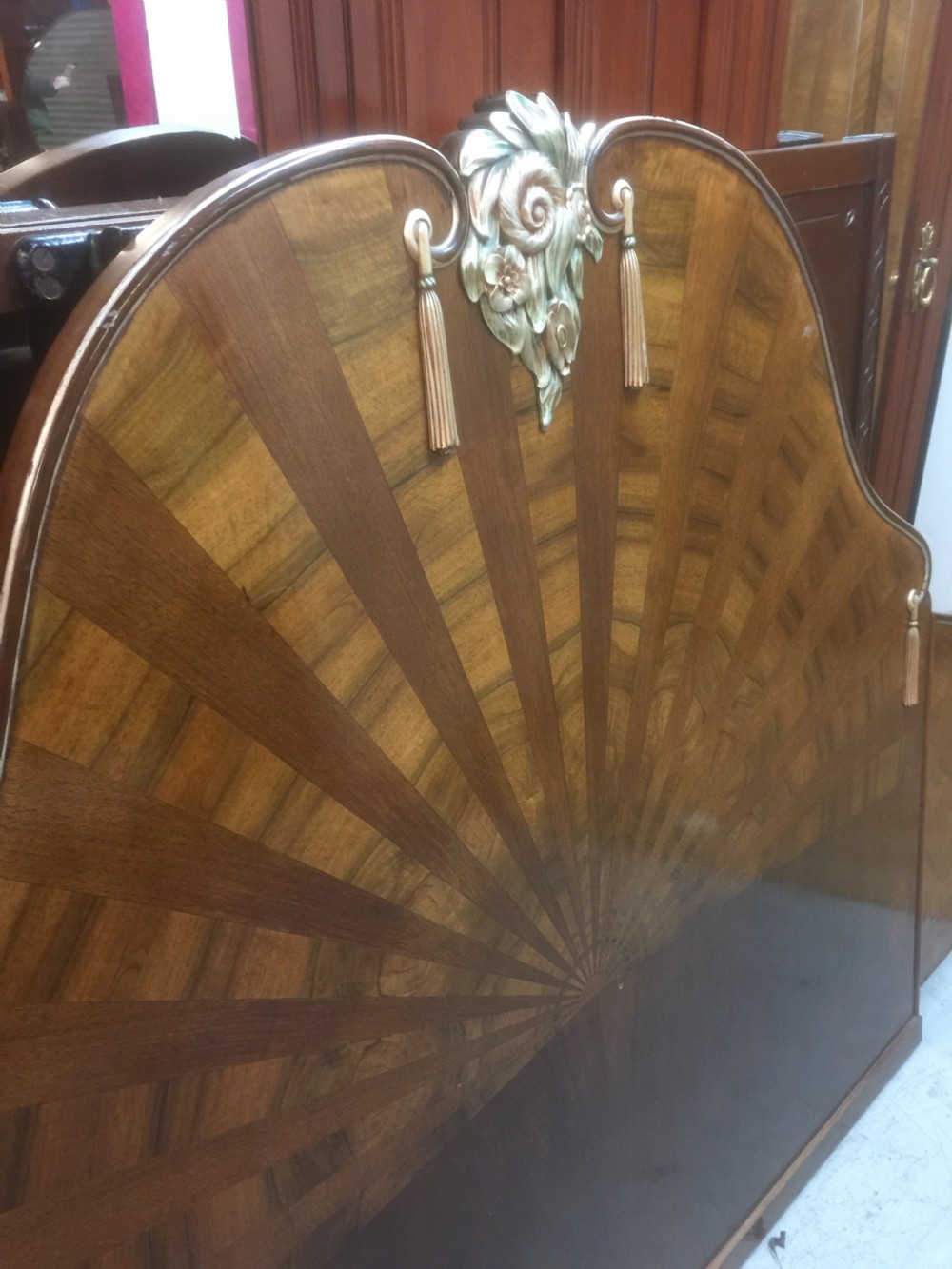 Art Deco king size headboard in walnut  View IV
