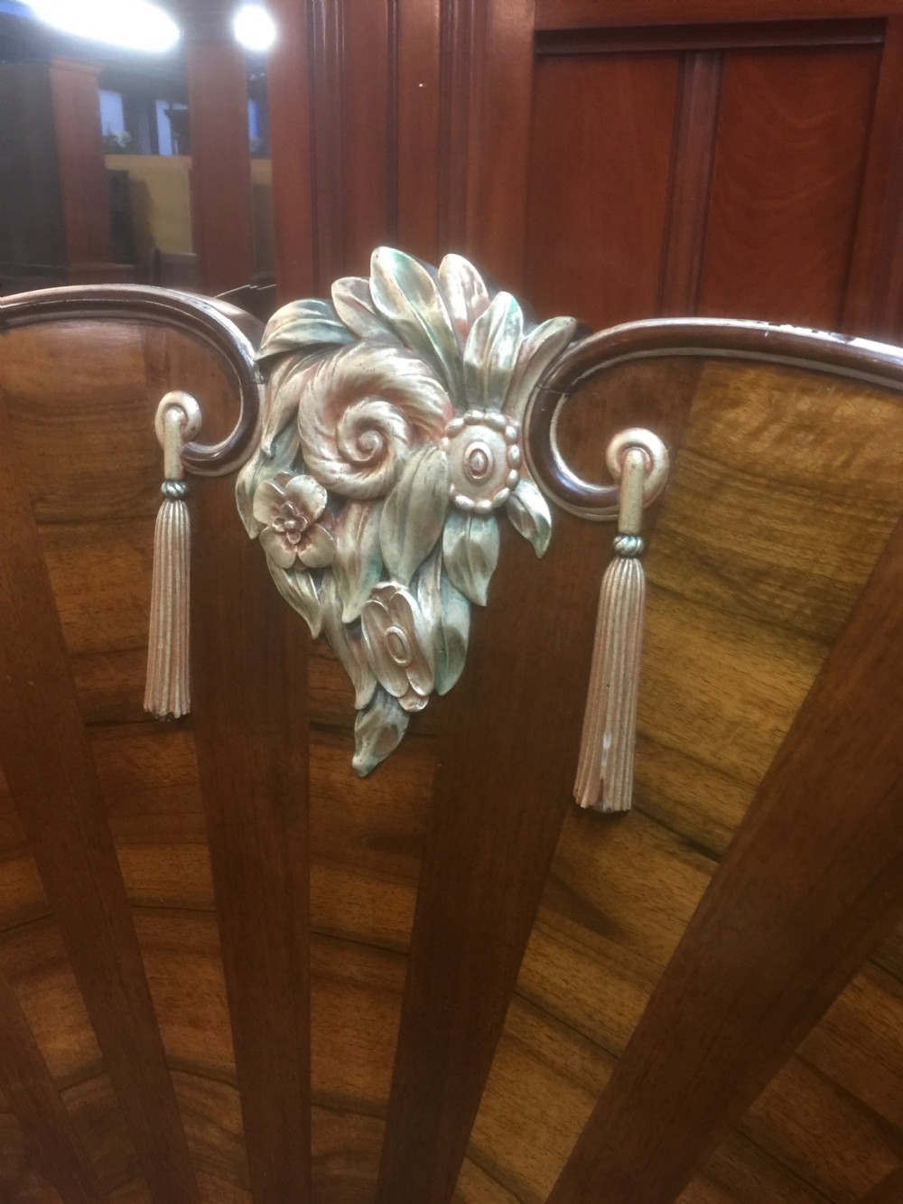 Art Deco king size headboard in walnut  View V