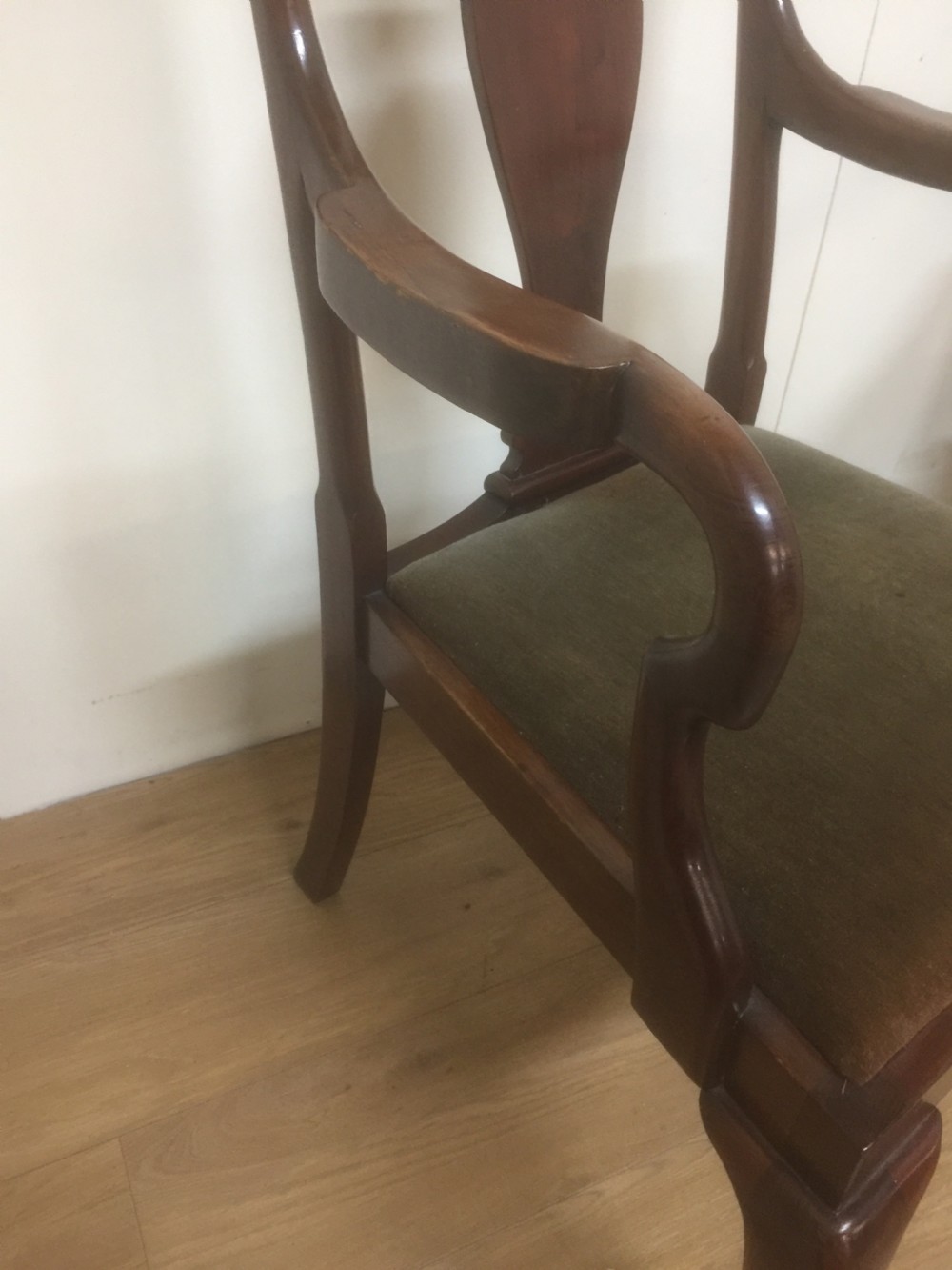 Pair Of Edwardian Queen Anne style mahogany carver chairs View IV