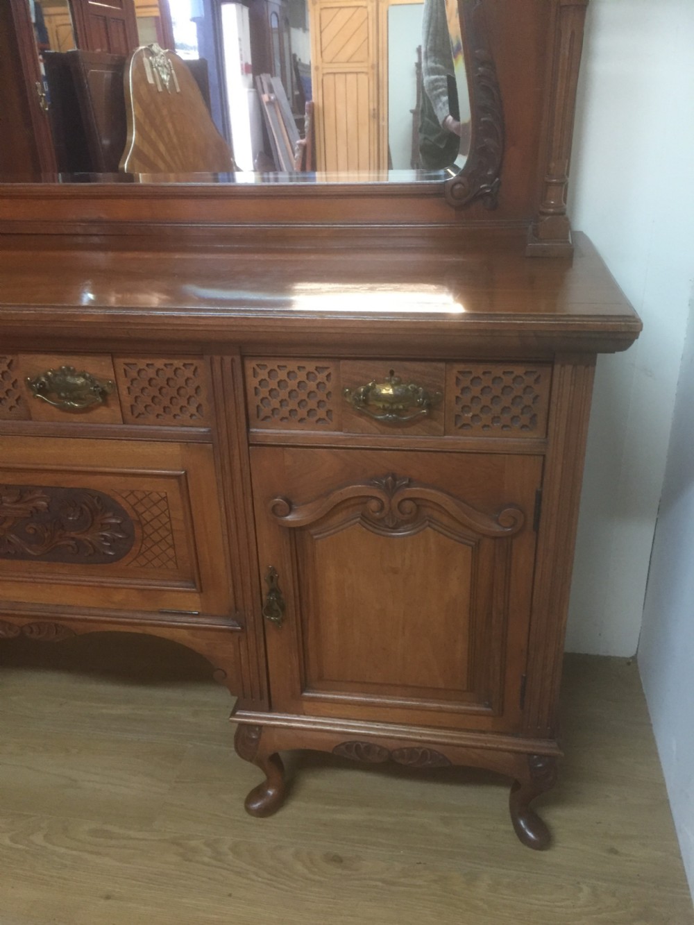 Victorian carved walnut mirror backed Sideboard circa 1880 View II