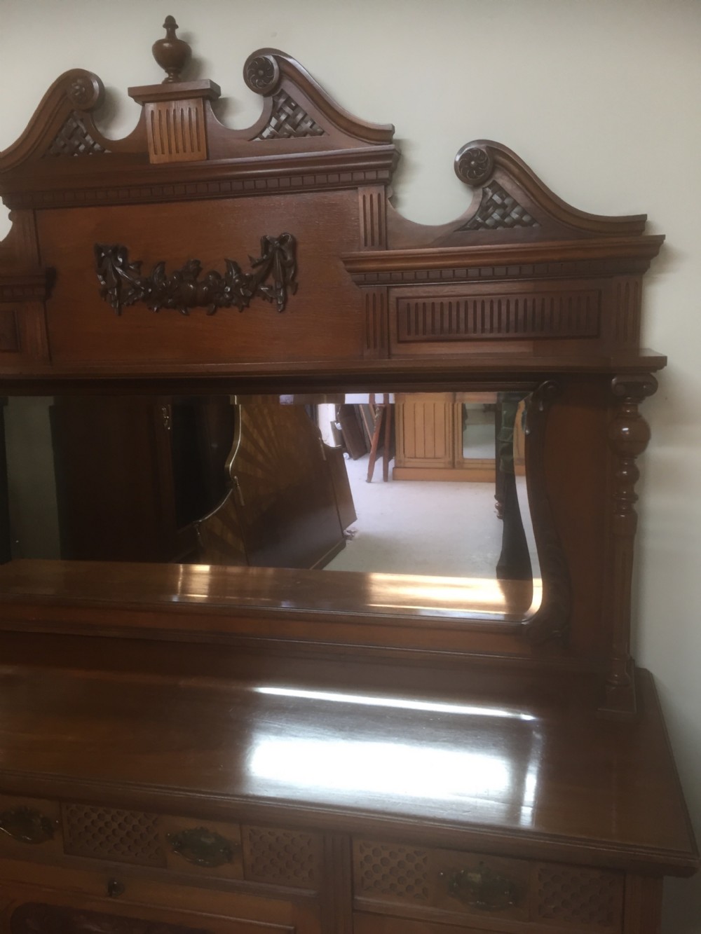 Victorian carved walnut mirror backed Sideboard circa 1880 View XIV