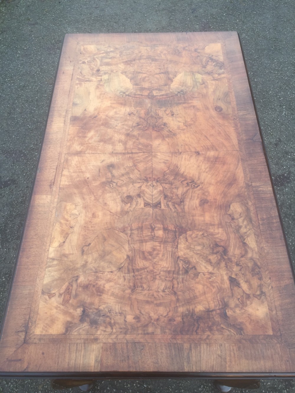 Queen Anne style burr walnut writing desk  View V