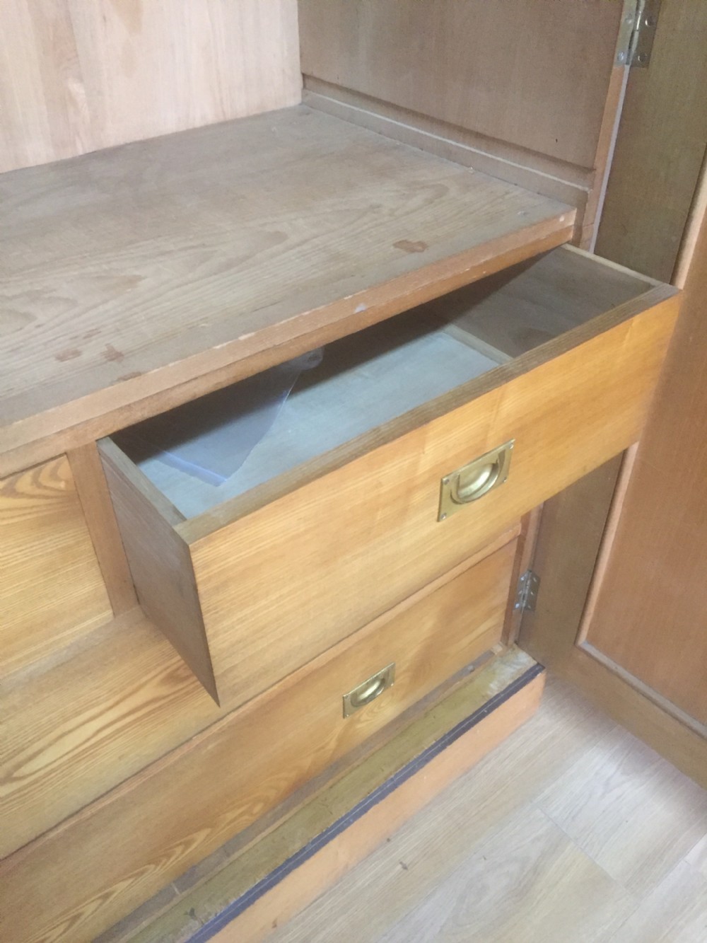 Victorian ash aesthetic movement three door compactum wardrobe  View V