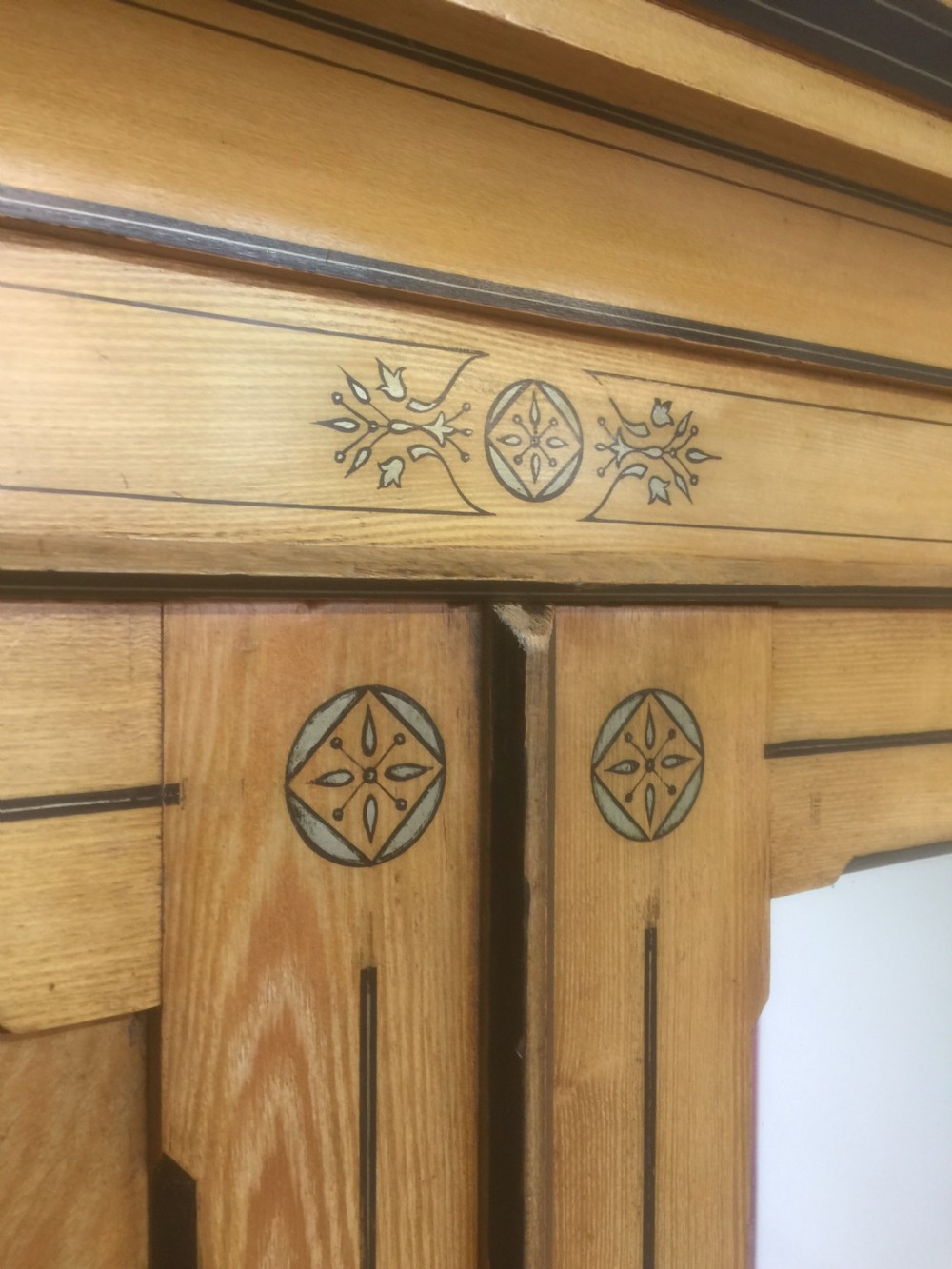 Victorian ash aesthetic movement three door compactum wardrobe  View IX